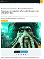 Kraken Won‘t Negotiate After Extortion Attempt with Client Data