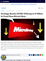Strategy Boosts $STRD Offering to $1 Billion to Fund More Bitcoin Buys