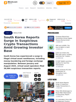 South Korea Reports Surge in Suspicious Crypto Transactions Amid Growing Investor Base – Regulation Bitcoin News