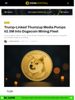 Trump-Linked Thumzup Media Pumps $2.5M Into Dogecoin Mining Fleet - CoinCentral