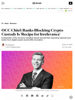 OCC Chief: Banks Blocking Crypto Custody Is 'Recipe for Irrelevance' - Decrypt