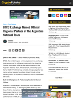BTCC Exchange Named Official Regional Partner of the Argentine National Team