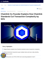 Chainlink Co-Founder Explains How Chainlink Standards Cut Transaction Complexity by 90%