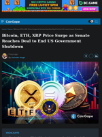 Bitcoin, ETH, XRP Price Surge as Senate Reaches Deal to End US Government Shutdown