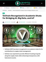 VeChain Recognized in Academic Study for Bridging AI, Big Data, and IoT
