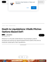 Death to Liquidations: Vitalik Pitches Options-Based DeFi - U.Today