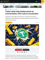 Tether Gold (XAUt) Market Cap Soars as Gold Hits Record Highs in 2025