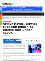 Arthur Hayes, Bitwise exec still bullish as Bitcoin falls under $100K - The Crypto News Wire