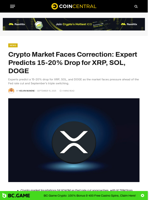 Crypto Faces Correction: Predicts 15-20% Drop for XRP, SOL