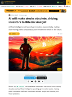 AI To Disrupt Stocks, Force Investors To Adopt Bitcoin — Analyst