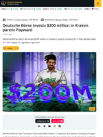 Deutsche Börse to Invest $200M in Kraken's Parent Company for 1.5% Stake