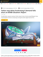 Tether May Delay Fundraising If Demand Falls Short at $500B Valuation