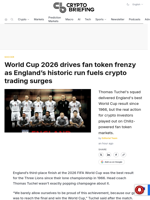 World Cup 2026 drives fan token frenzy as England's historic run fuels crypto trading surges