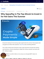Why SpacePay Is The Top Altcoin to Invest in for Hot Gains This Summer