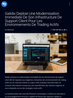 Galidix Deploie Une Modernisation Immediate De Son Infrastructure De Support Client Pour Les Environnements De Trading Actifs | Visionary Financial