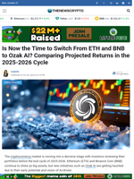 Is Now the Time to Switch From ETH and BNB to Ozak AI? Comparing Projected Returns in the 2025-2026 Cycle