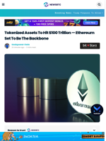 Tokenized Assets To Hit $100 Trillion — Ethereum Set To Be The Backbone