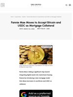 Fannie Mae Moves to Accept Bitcoin and USDC as Mortgage Collateral