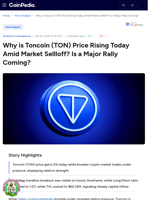 Why is Toncoin (TON) Price Rising Today Amid Market Sellloff? Is a Major Rally Coming?