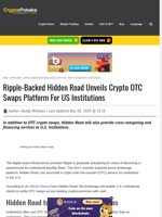 Ripple-Backed Hidden Road Unveils Crypto OTC Swaps Platform For US Institutions