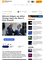 Bitcoin Edges up After Trump Says He Won’t Fire Powell – Markets and Prices Bitcoin News