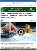 How a Tiny Allocation at $0.014 Positions Buyers for Exponential Exposure as Ozak AI Scales Post-Listing