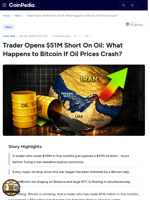 Trader Opens $51M Short On Oil: What Happens to Bitcoin If Oil Prices Crash?