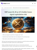XRP nears $1.30 as 41% holder losses signal capitulation risk - CoinJournal