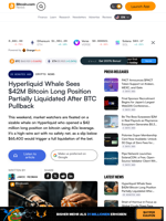 Hyperliquid Whale Sees $42M Bitcoin Long Position Partially Liquidated After BTC Pullback – Crypto News Bitcoin News