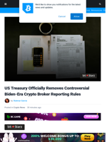 US Treasury Removes Crypto Broker Reporting Rules – Details