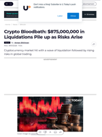 Crypto Bloodbath: $875,000,000 in Liquidations Pile up as Risks Arise - U.Today