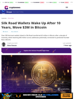 Silk Road Wallets Wake Up After 10 Years, Move $3M in Bitcoin