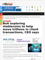 BoA exploring stablecoins to help move trillions in client transactions, CEO says - The Crypto News Wire