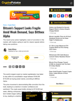 Bitcoin’s Support Looks Fragile Amid Weak Demand, Says Bitfinex Alpha