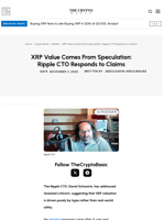 XRP Value Comes From Speculation: Ripple CTO Responds to Claims