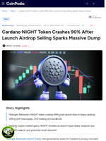 Cardano NIGHT Token Crashes 90% After Launch Airdrop Selling Sparks Massive Dump