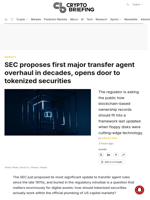 SEC proposes first major transfer agent overhaul in decades, opens door to tokenized securities