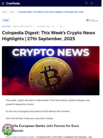 Coinpedia Digest: This Week’s Crypto News Highlights | 27th September, 2025