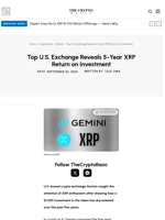 Top U.S. Exchange Reveals 5-Year XRP Return on Investment