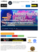 Nibiru Launches ”Block Party” Aura Program to Reward Real DeFi Activity | Live Bitcoin News