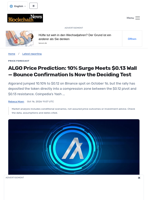 ALGO Price Prediction: 10% Surge Meets $0.13 Wall — Bounce Confirmation Is Now the Deciding Test - Blockchain.News