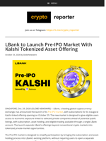 LBank to Launch Pre-IPO Market With Kalshi Tokenized Asset Offering