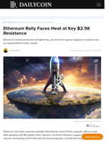 Ethereum Rally Faces Heat at Key $2.5K Resistance - DailyCoin