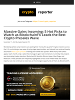 Massive Gains Incoming: 5 Hot Picks to Watch as BlockchainFX Leads the Best Crypto Presales Wave