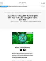 Expert Says Telling XRP Won’t Hit $100 This Year Feels Like Telling Kids Santa Isn’t Real