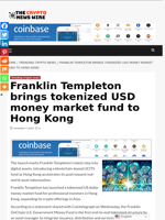 Franklin Templeton brings tokenized USD money market fund to Hong Kong - The Crypto News Wire