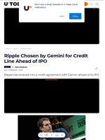 Ripple Chosen by Gemini for Credit Line Ahead of IPO - U.Today