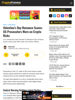 Valentine’s Day Romance Scams: US Prosecutors Warn on Crypto Risks