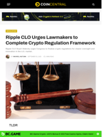 Ripple CLO Urges Lawmakers to Complete Crypto Regulation Framework - CoinCentral