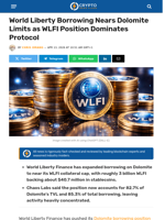 World Liberty Borrowing Nears Dolomite Limits as WLFI Position Dominates Protocol